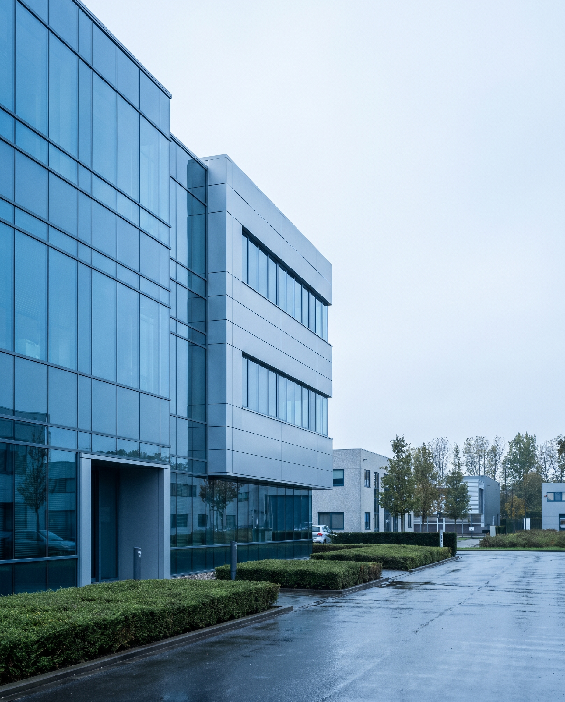Modern data center campus building exterior