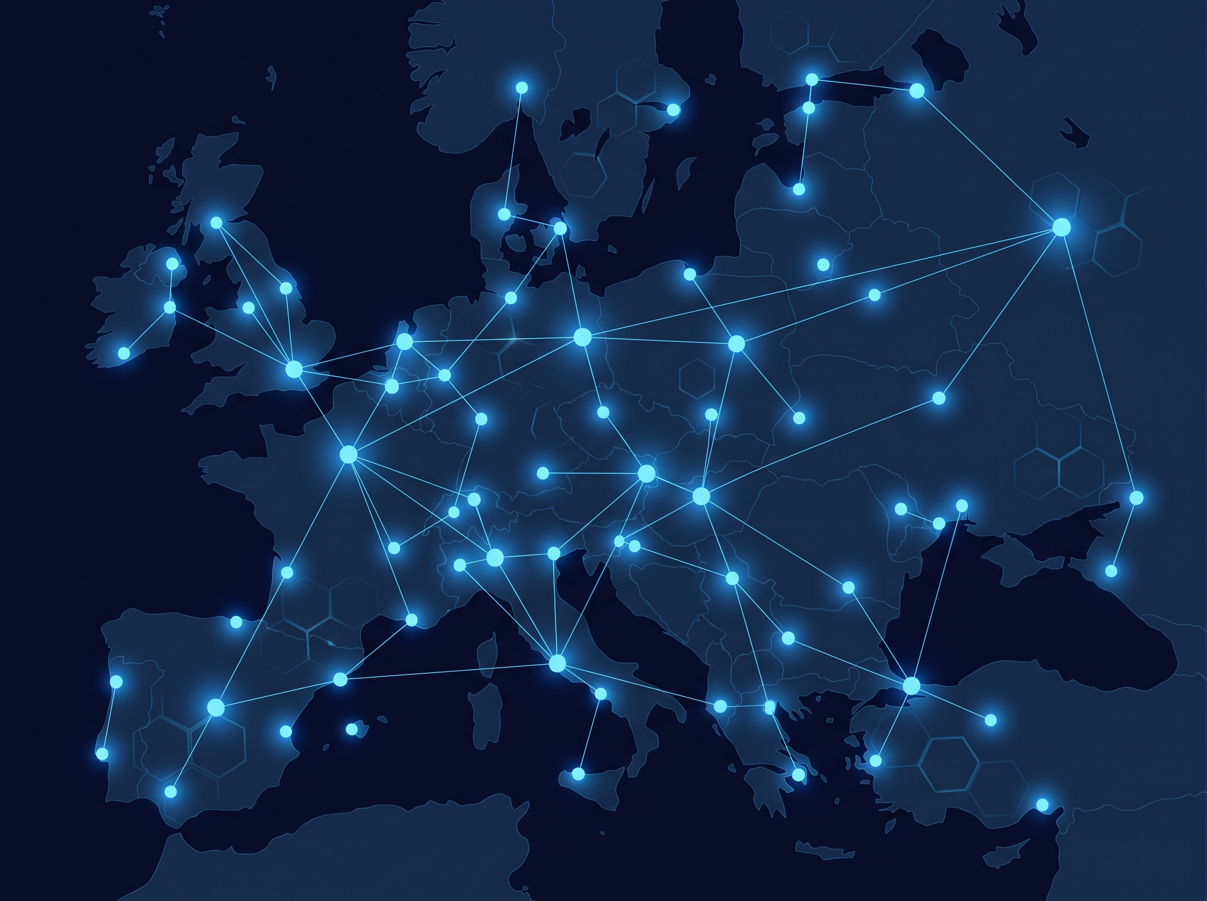 Stylized map of Green Bay Data Centers' European market presence